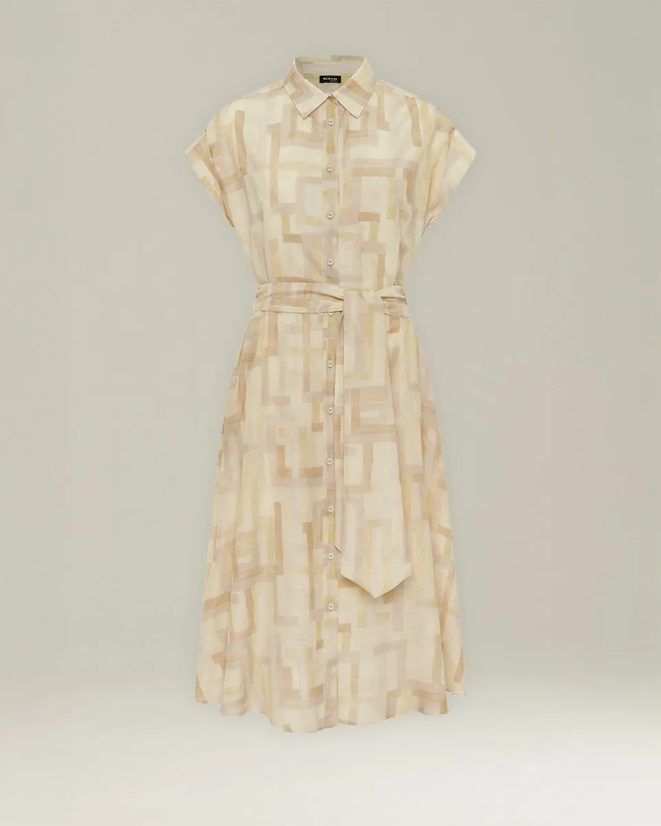 Kiton Dresses Cotton Silk Voile Hemdkleid Gr. 40 ärmellos