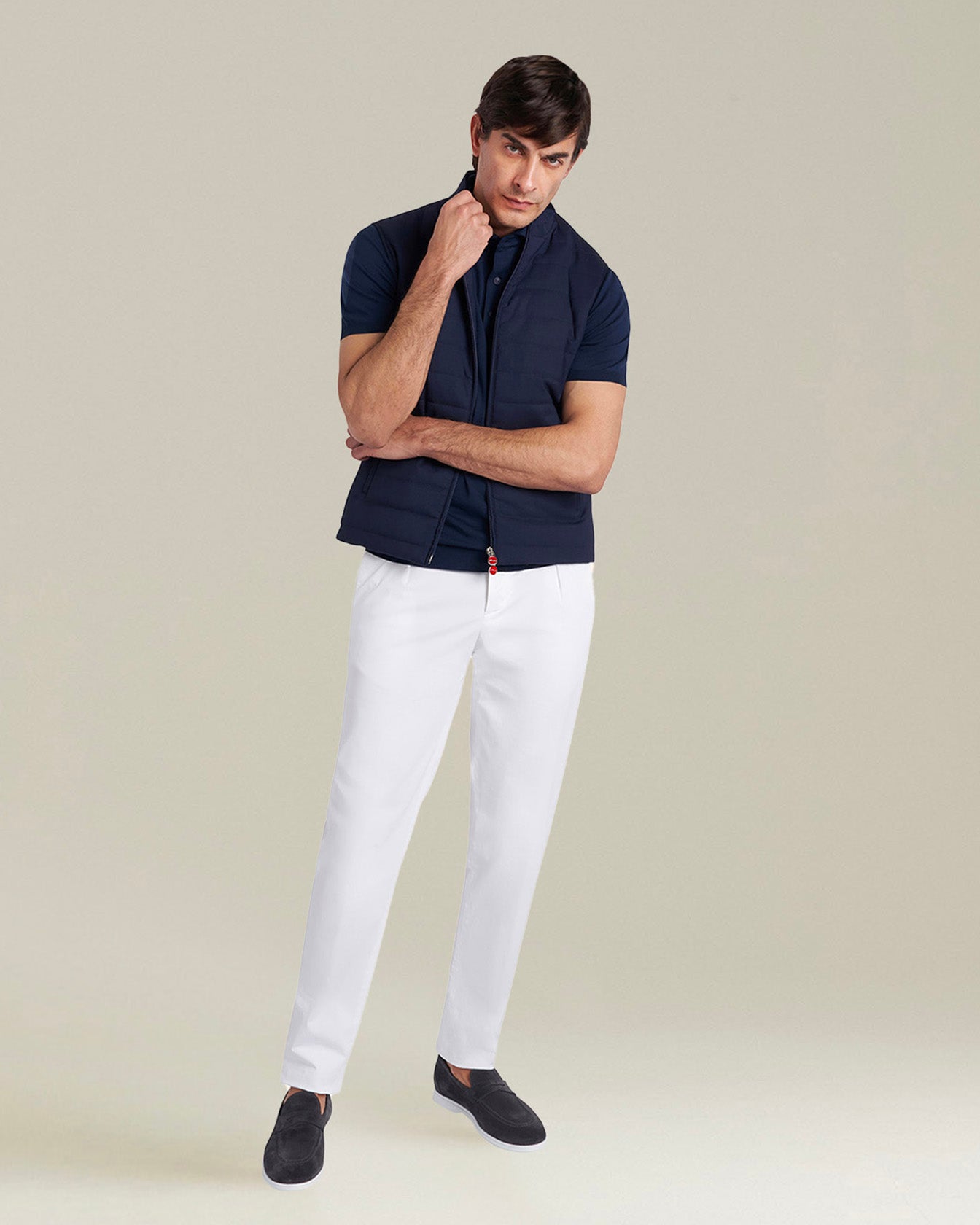 Kiton Polo Cotton Poloshirt Baumwolle Denimblau Herren