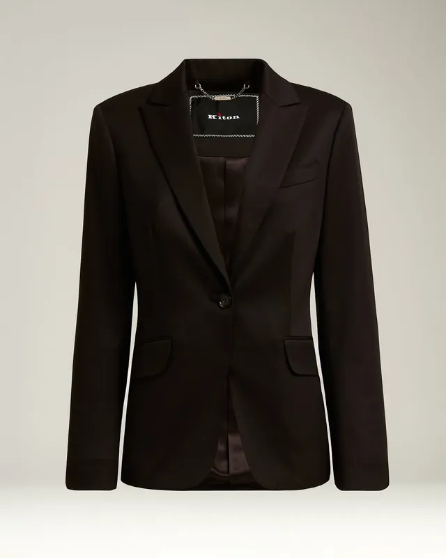 Kiton Single-Breasted Jacket In Stretch Virgin Wool Brown Sakko