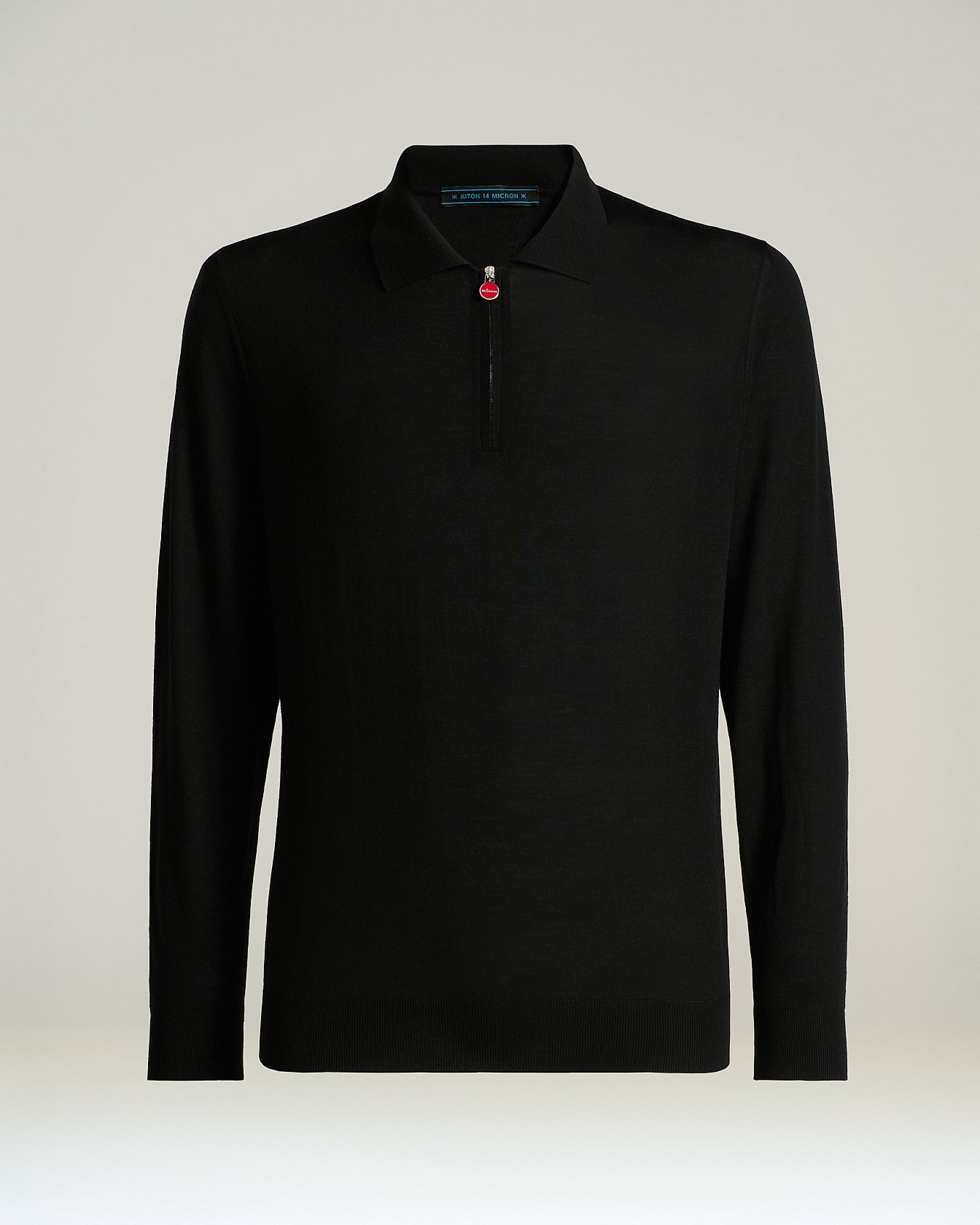 Kiton Zip-Polo Wollstrick schwarz Gr.M Langarm