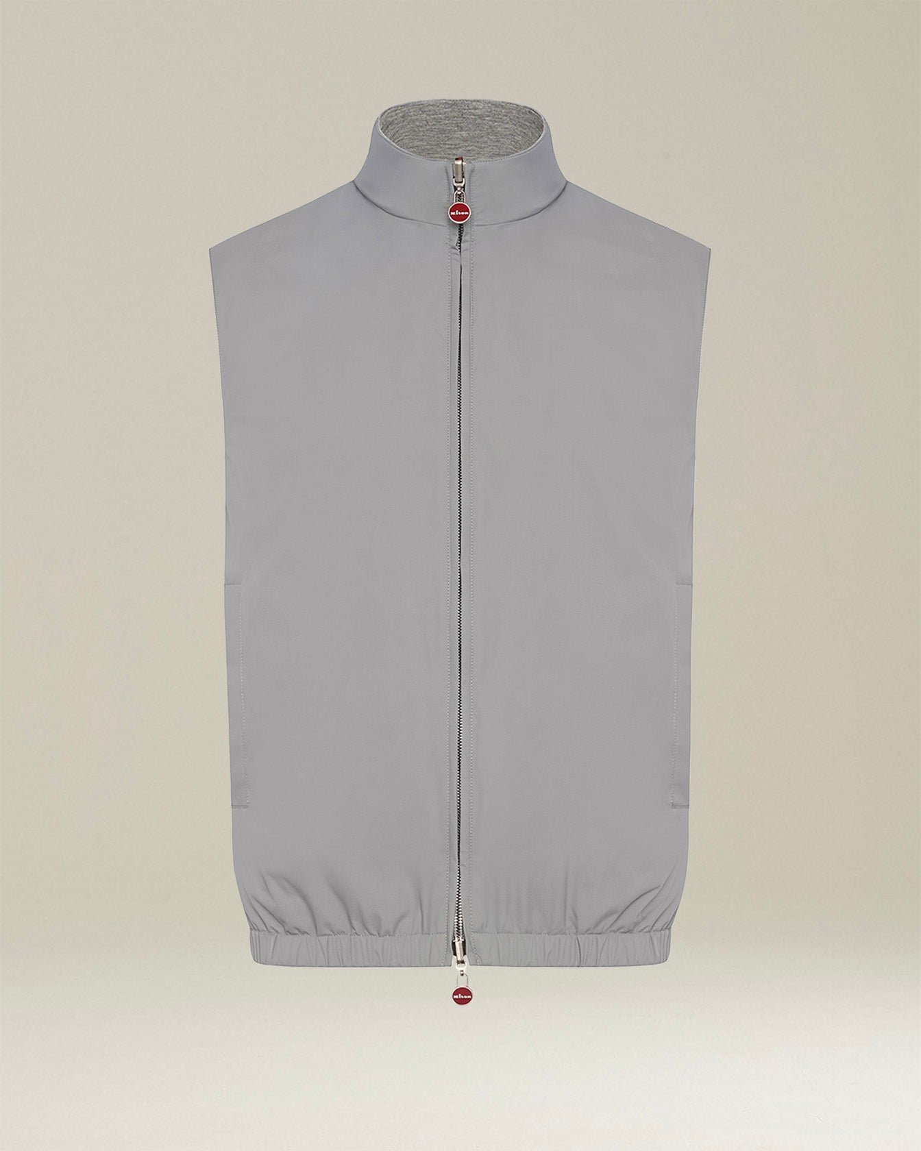 Kiton Gilet Weste Reversibel Grau Technik-Seide