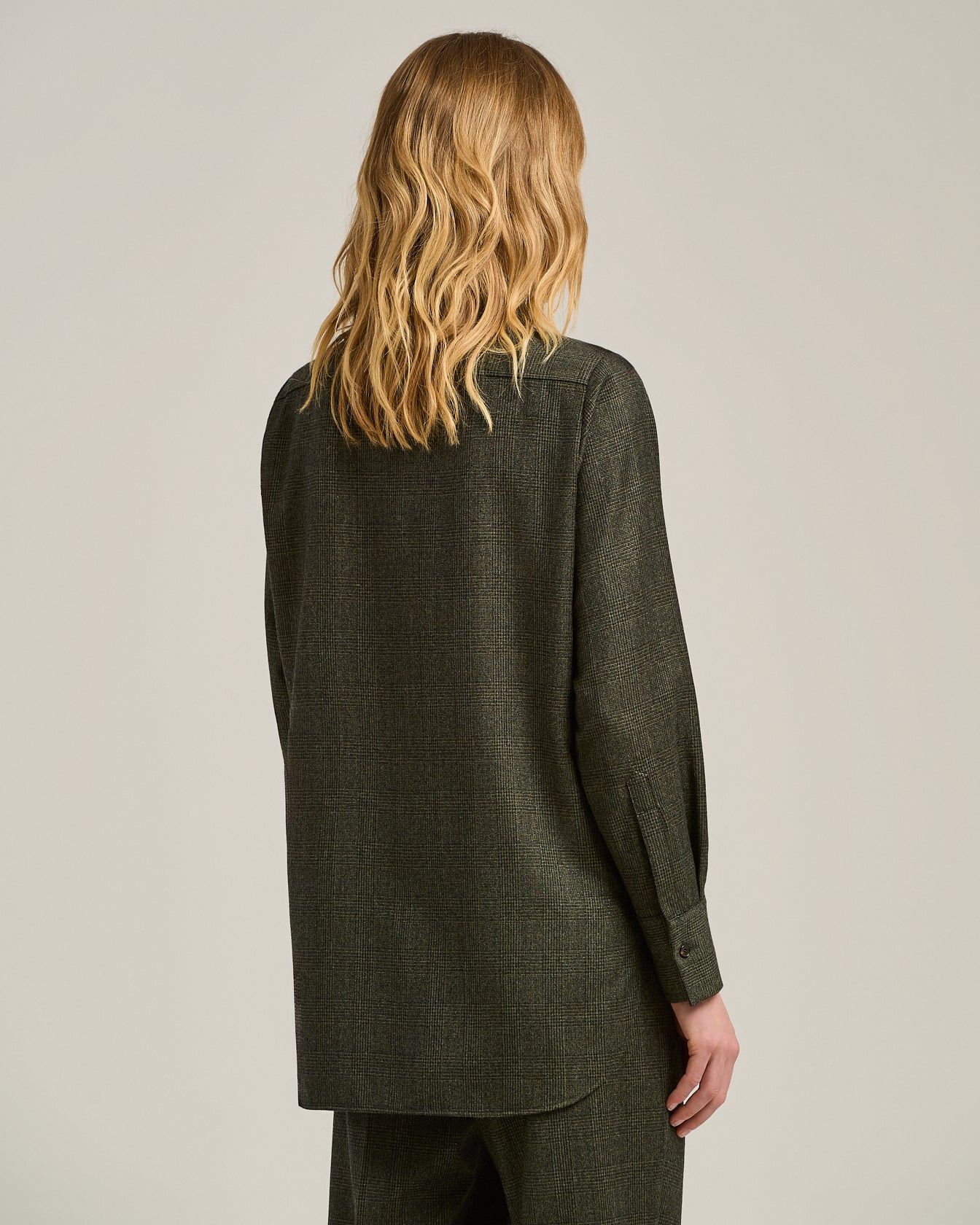 Kiton Shirts GREEN PRINCE OF WALES Bluse Wolle grün karo