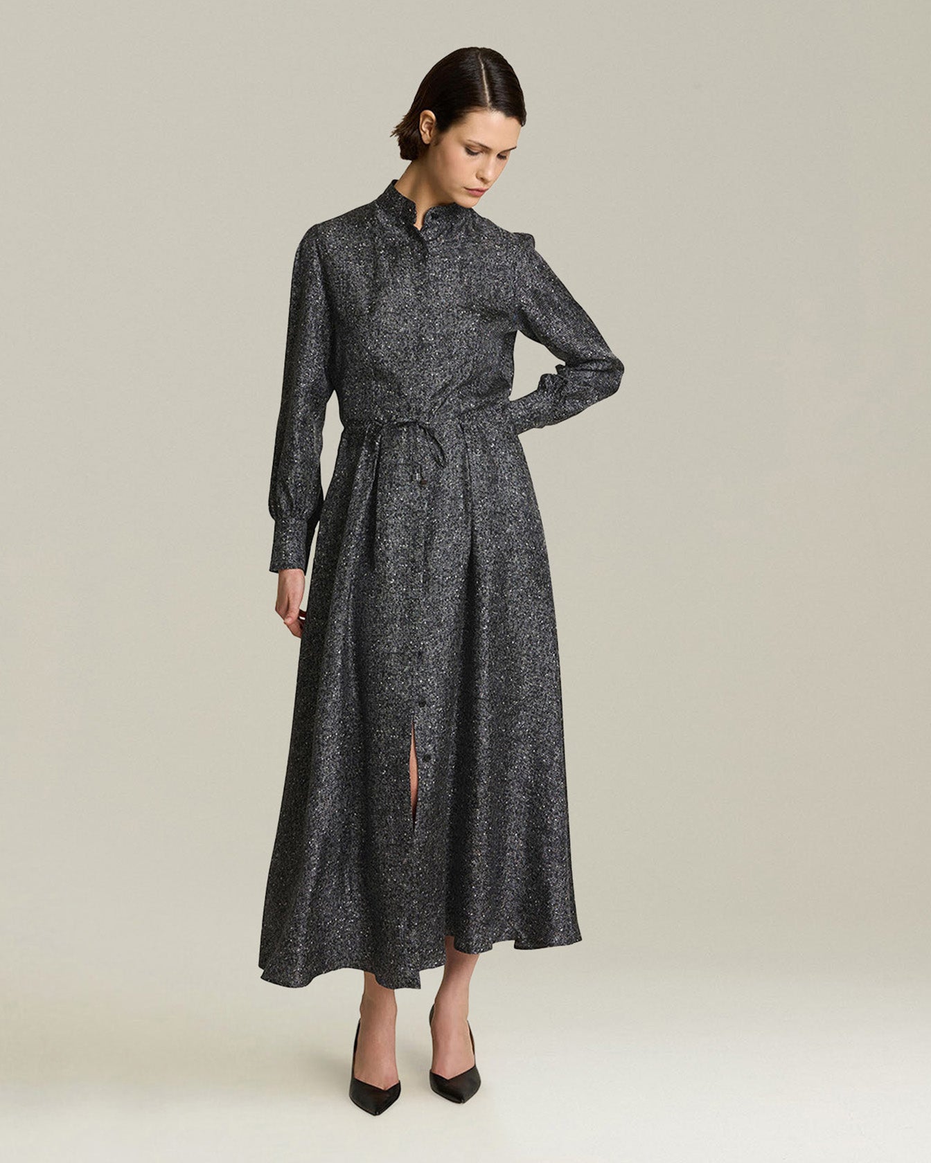 Kiton Dresses Abendkleid Seide Lamé mit Gürtel TU