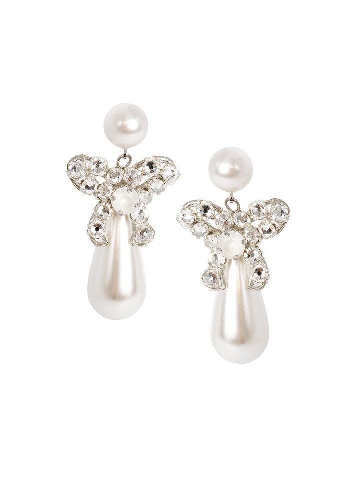 Elizabeth Bower Bowtiful Tropfen Ohrringe Perlen Rhodium