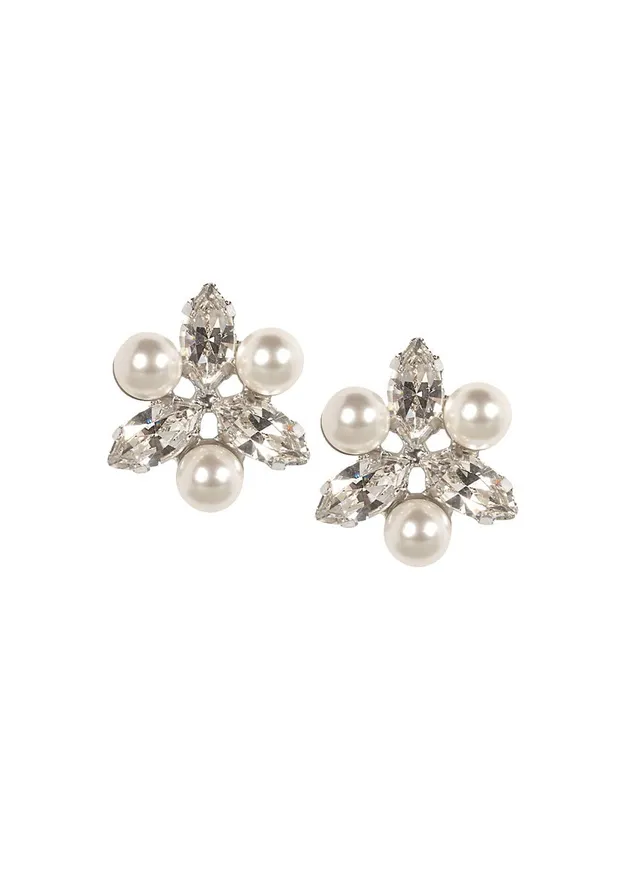 Elizabeth Bower Juliette Ohrstecker Braut Rhodium Perlen