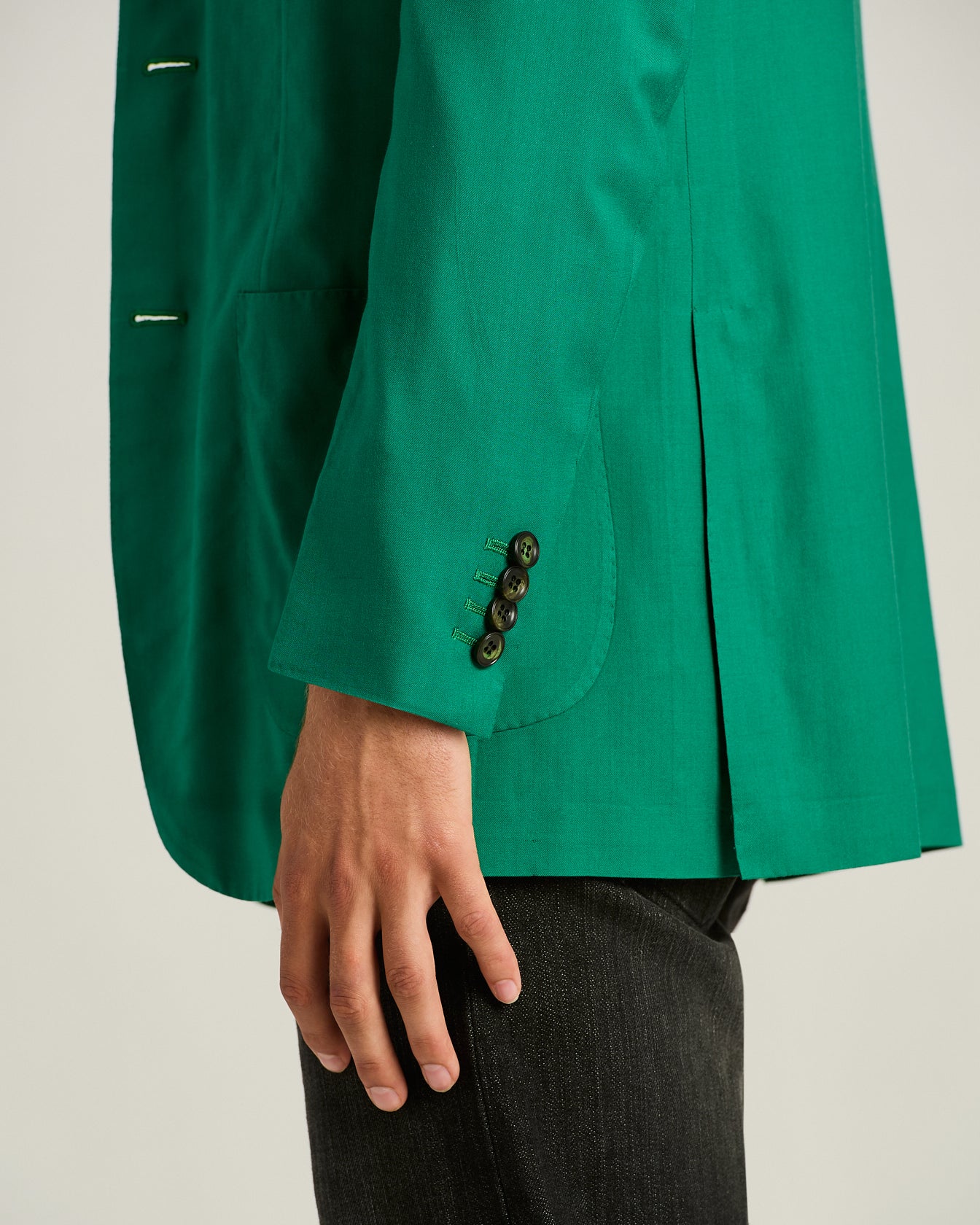 Kiton Jackets Grünes Kaschmir Sakko Einreihig Wollstoff
