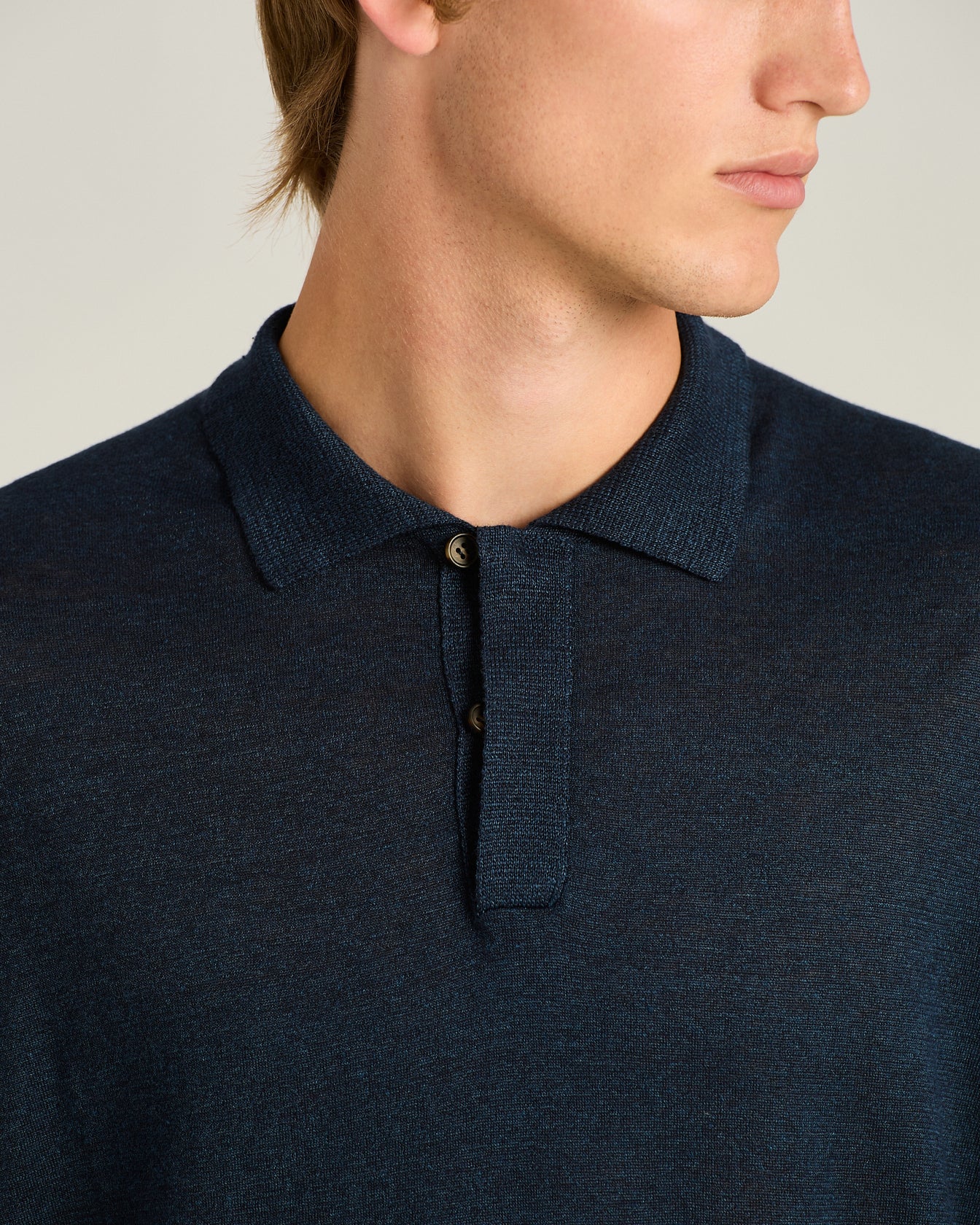 Kiton Polo Kurzarm Poloshirt blau Naturfaser-Mix leicht