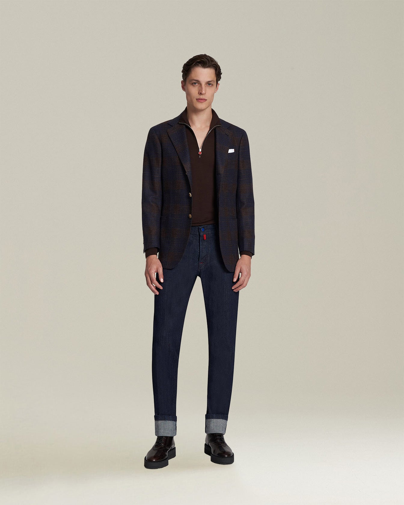 Kiton Baumwolle Jeans Slim 5-Taschen dunkelblau Herren