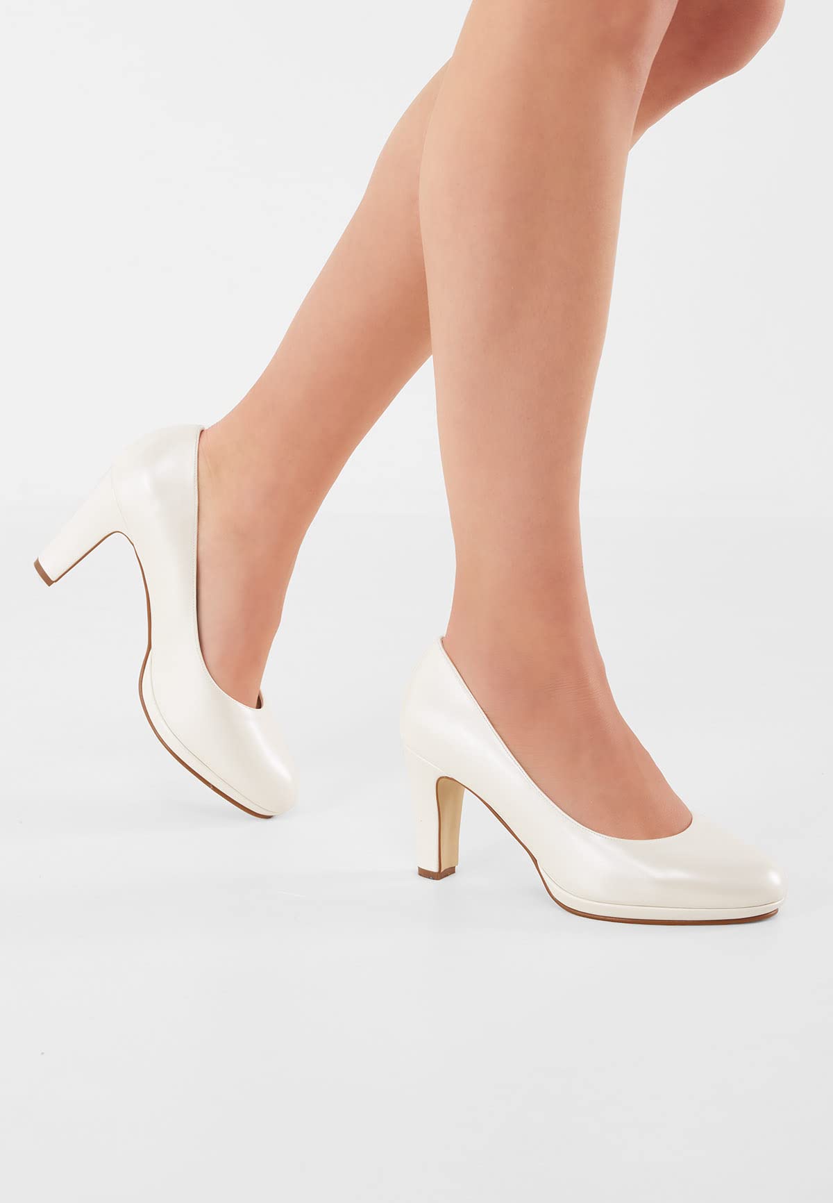 Rainbow Club Crazy Flirt Pumps Ivory Vegan Leder Blockabsatz