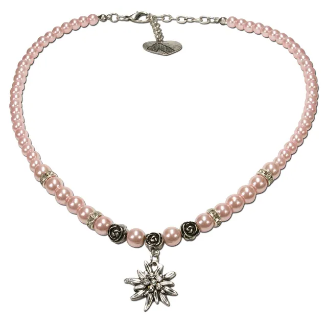 Alpenflüstern DAHEIM Fiona DHK122 Dirndlkette Rosé-Rosa Edelweiß