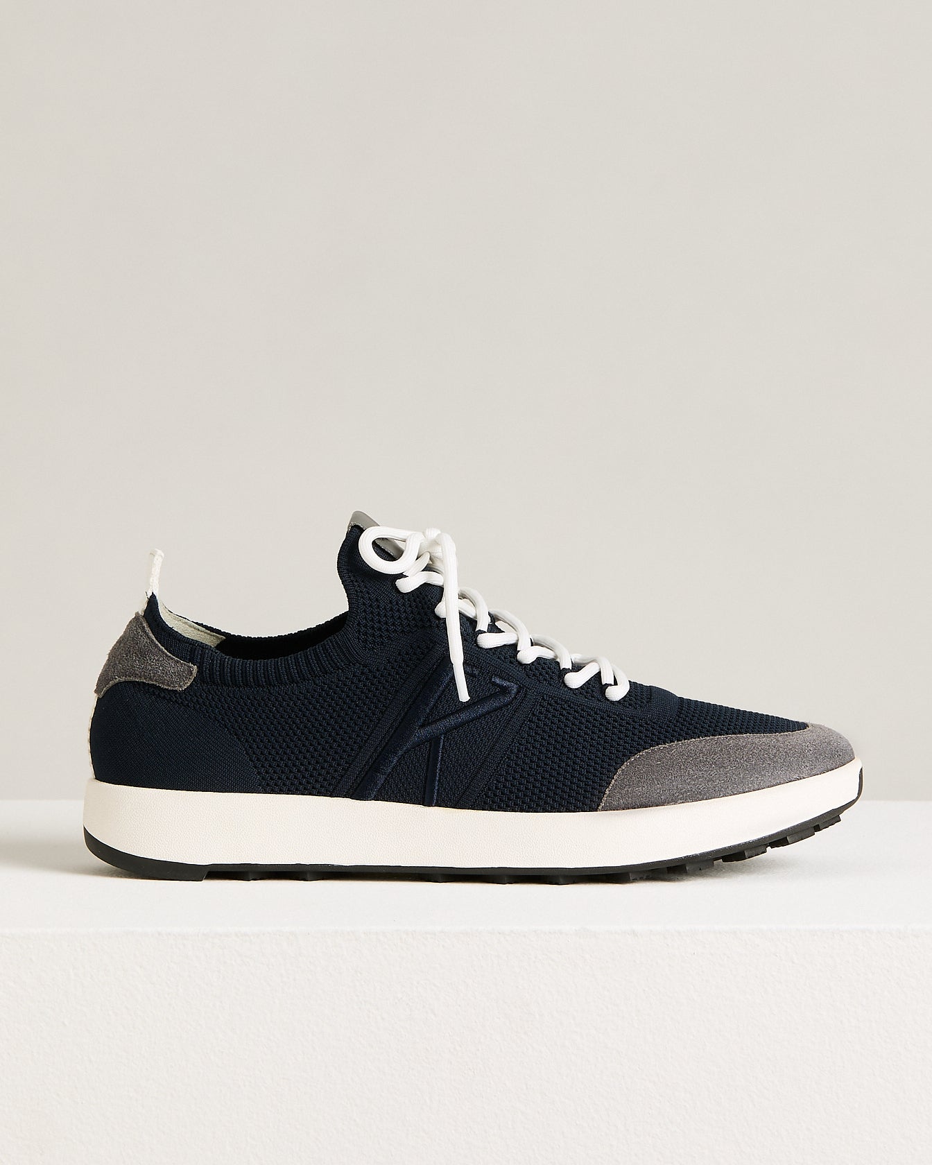 Kiton Blue Cotton Sneakers Baumwolle Blau Kalbsleder Herren