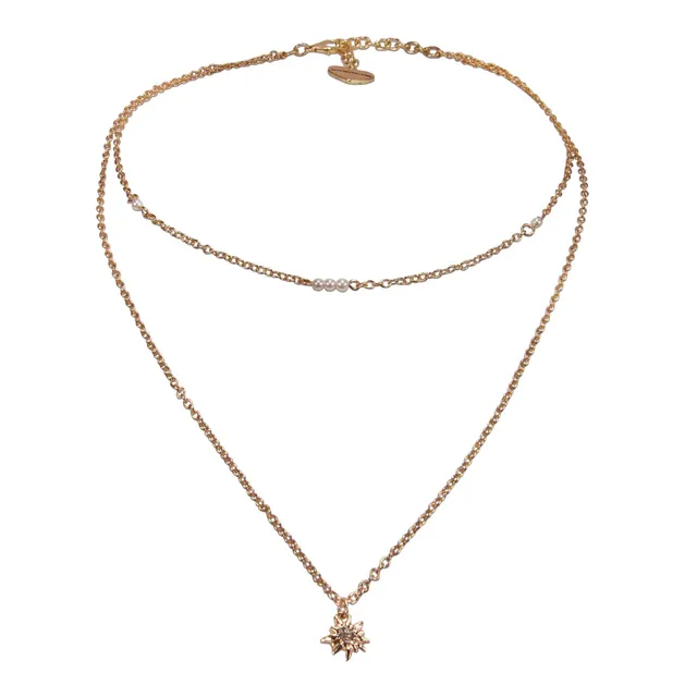 Alpenflüstern DAHEIM Edelweiss DHK334 Kropfkette gold-farben 2-rhg