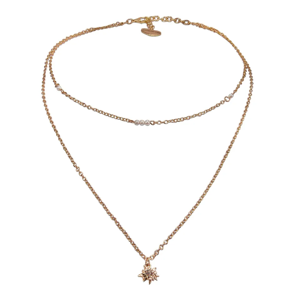 Alpenflüstern DAHEIM Edelweiss DHK334 Kropfkette gold-farben 2-rhg