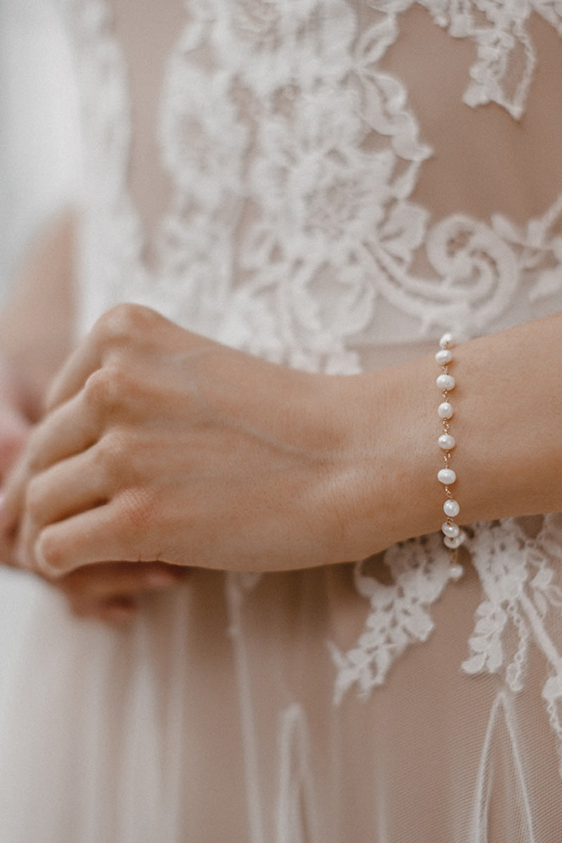 Juvelan Stillness Perlenarmband Silber Brautschmuck