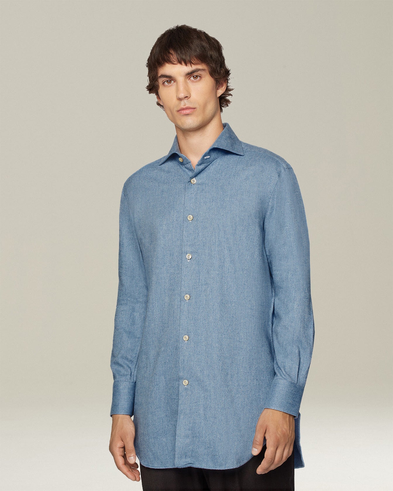 Kiton Shirts Hemd Flanell Baumwolle 40