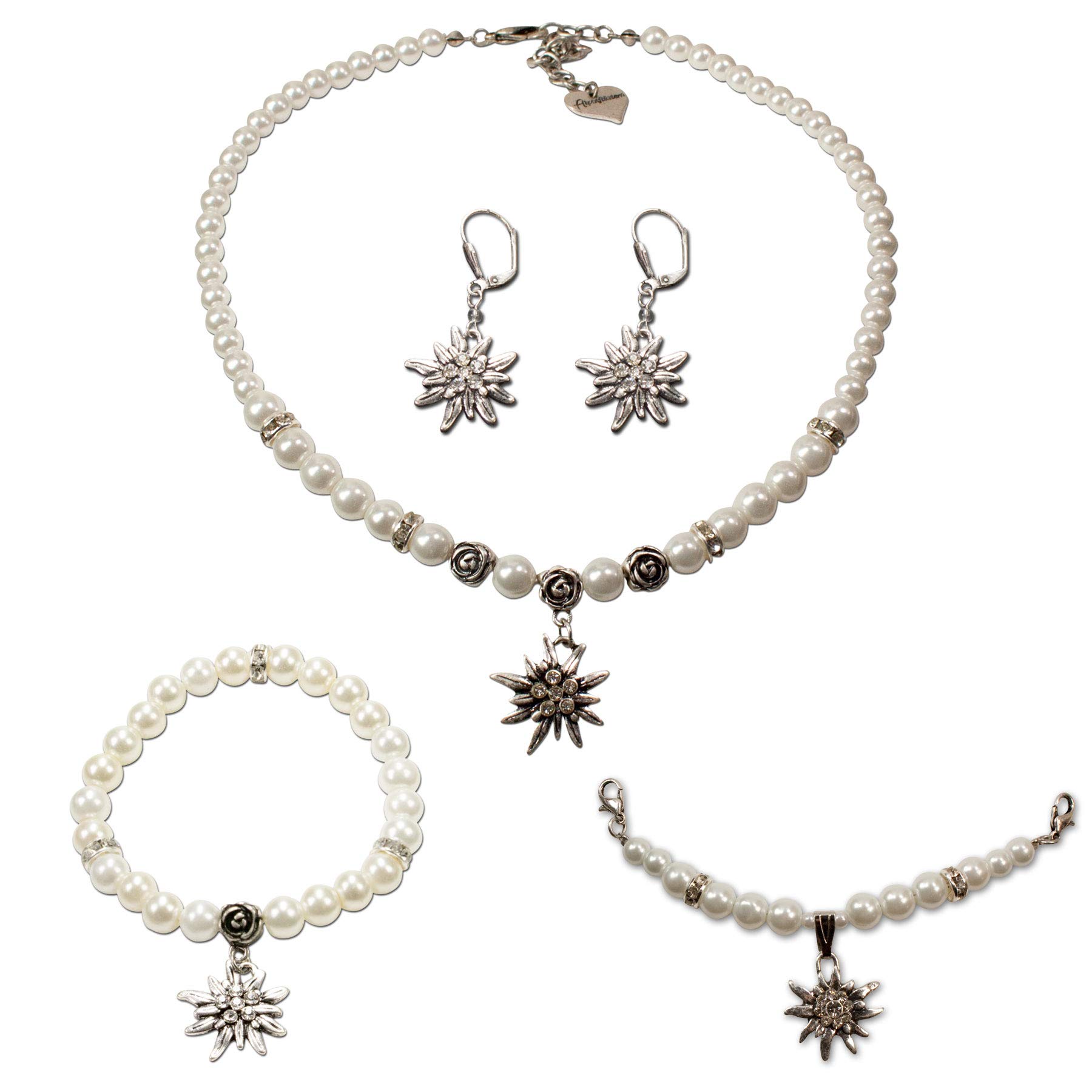 Alpenflüstern DAHEIM SET048 Trachtenset creme-weiß Edelweiß