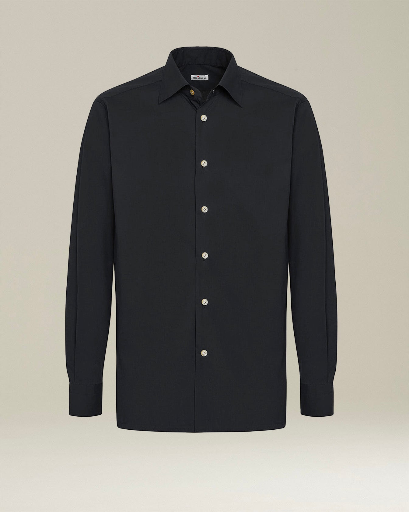 Kiton Shirts Shirt Cotton schwarzes Baumwollhemd Größe 40