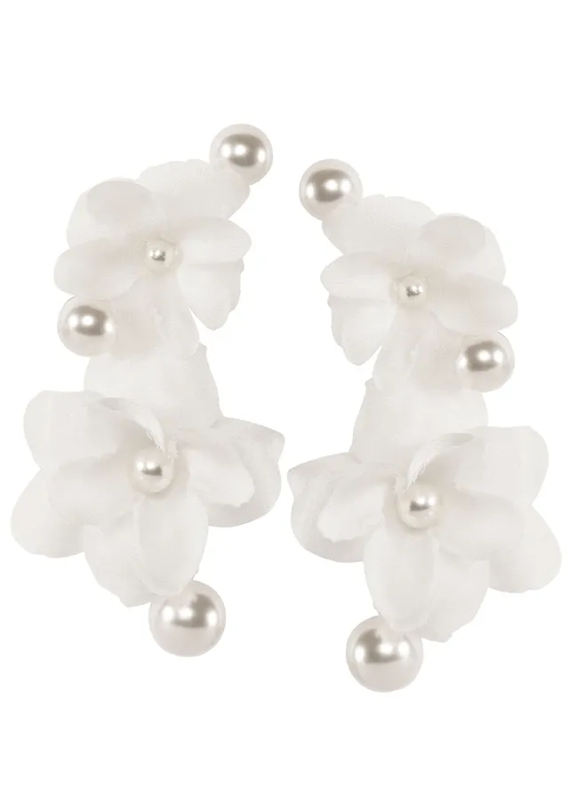 Elizabeth Bower Organna Pearl Braut Ohrringe Rhodium Ivory