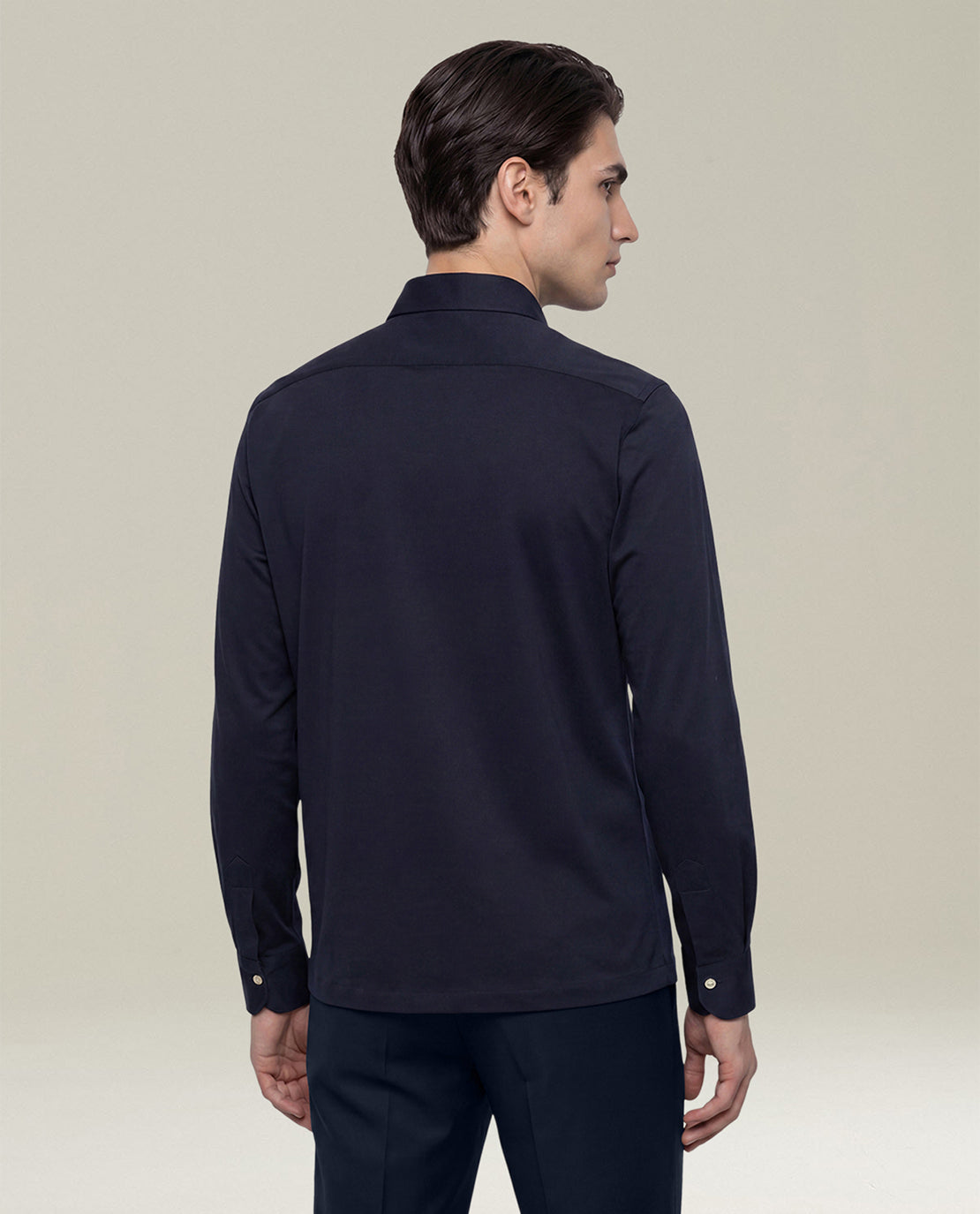Kiton Hemd Positano Baumwolle Navy Langarm