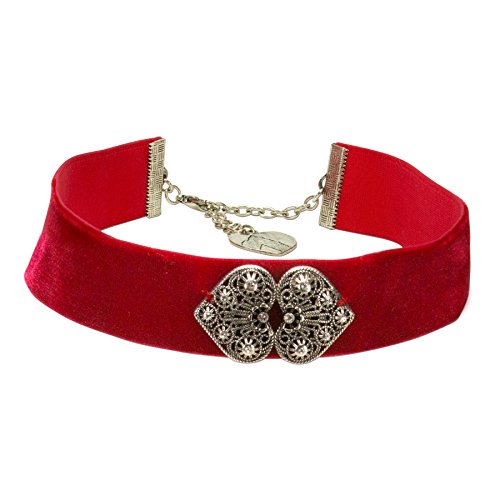 Alpenflüstern DAHEIM DHK206 Kropfband Grau Ornamentherzen