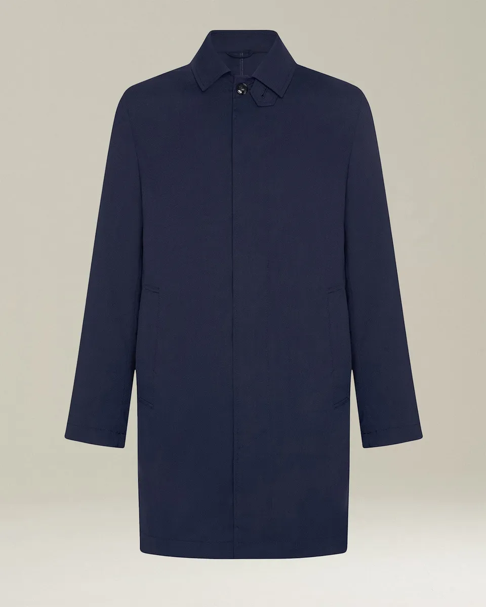 Kiton Soprabito Trenchcoat Mantel navy Wolle