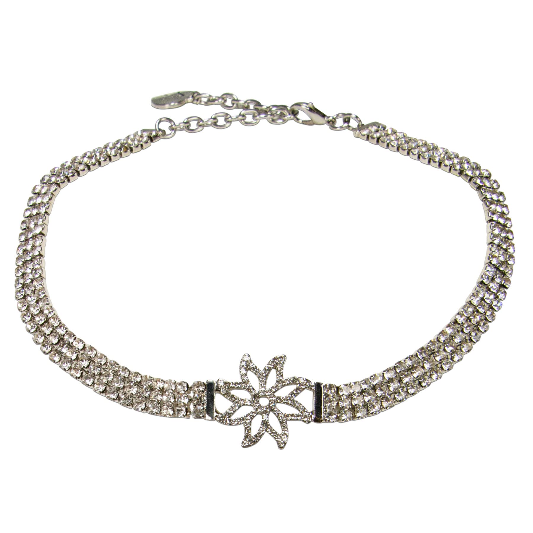 Alpenflüstern DAHEIM DHK314 Strass-Kropfkette Edelweiss silber