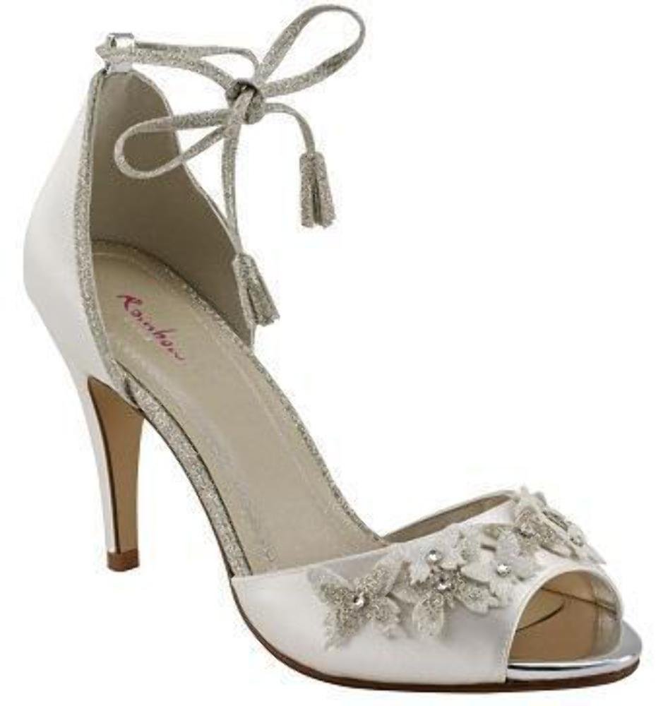 Rainbow Club Embellished Zarah Ivory Satin Silber Glitzer Pumps