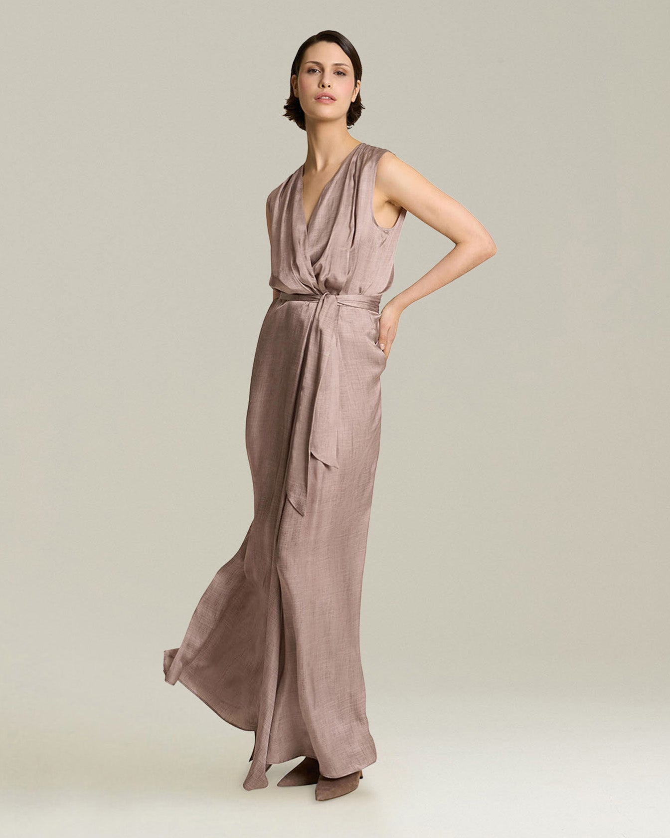 Kiton Dresses Abito Lungo Seidenkleid Lang mit Gürtel