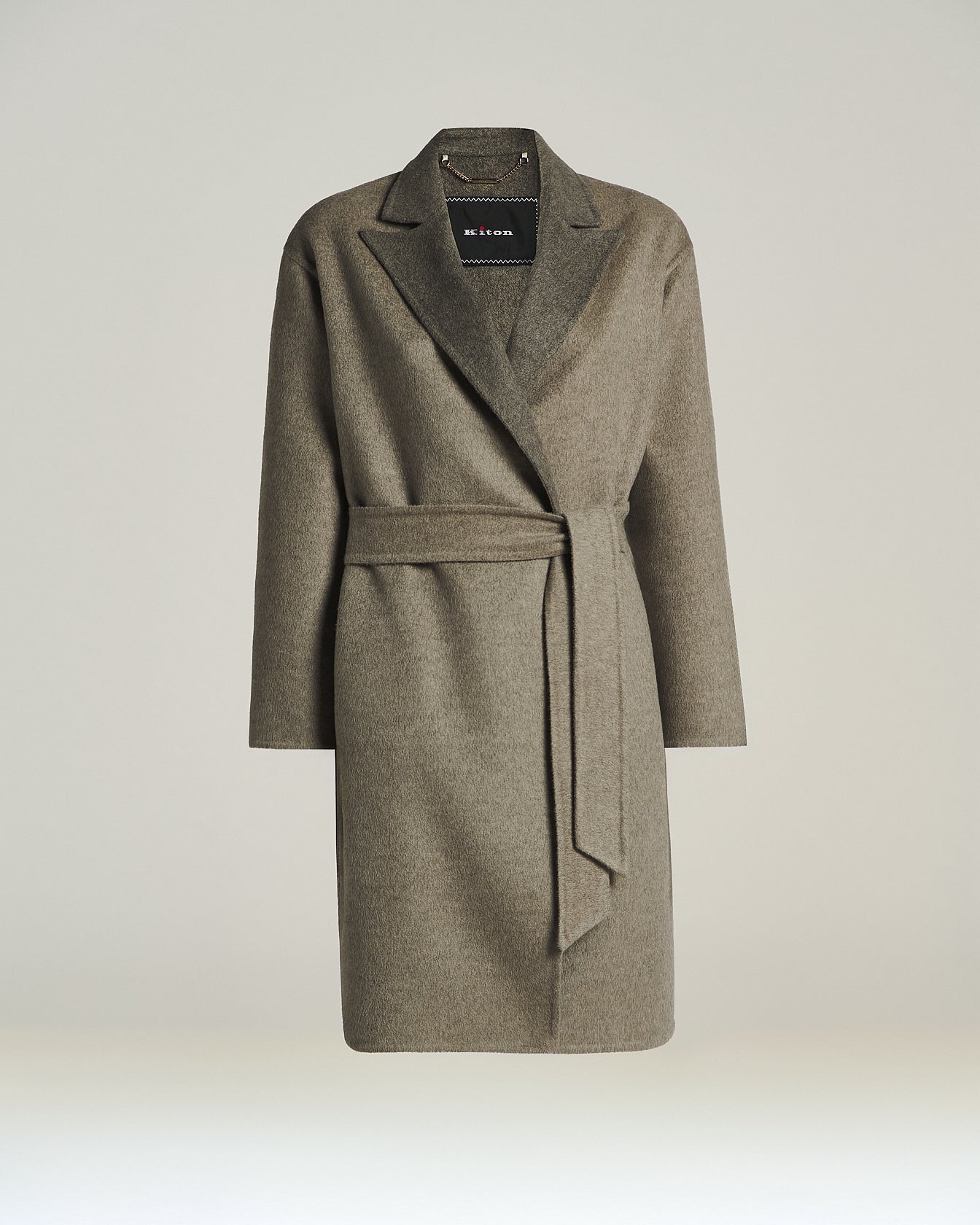 Kiton Mantel Grau Cashmere Zobel mit Gürtel