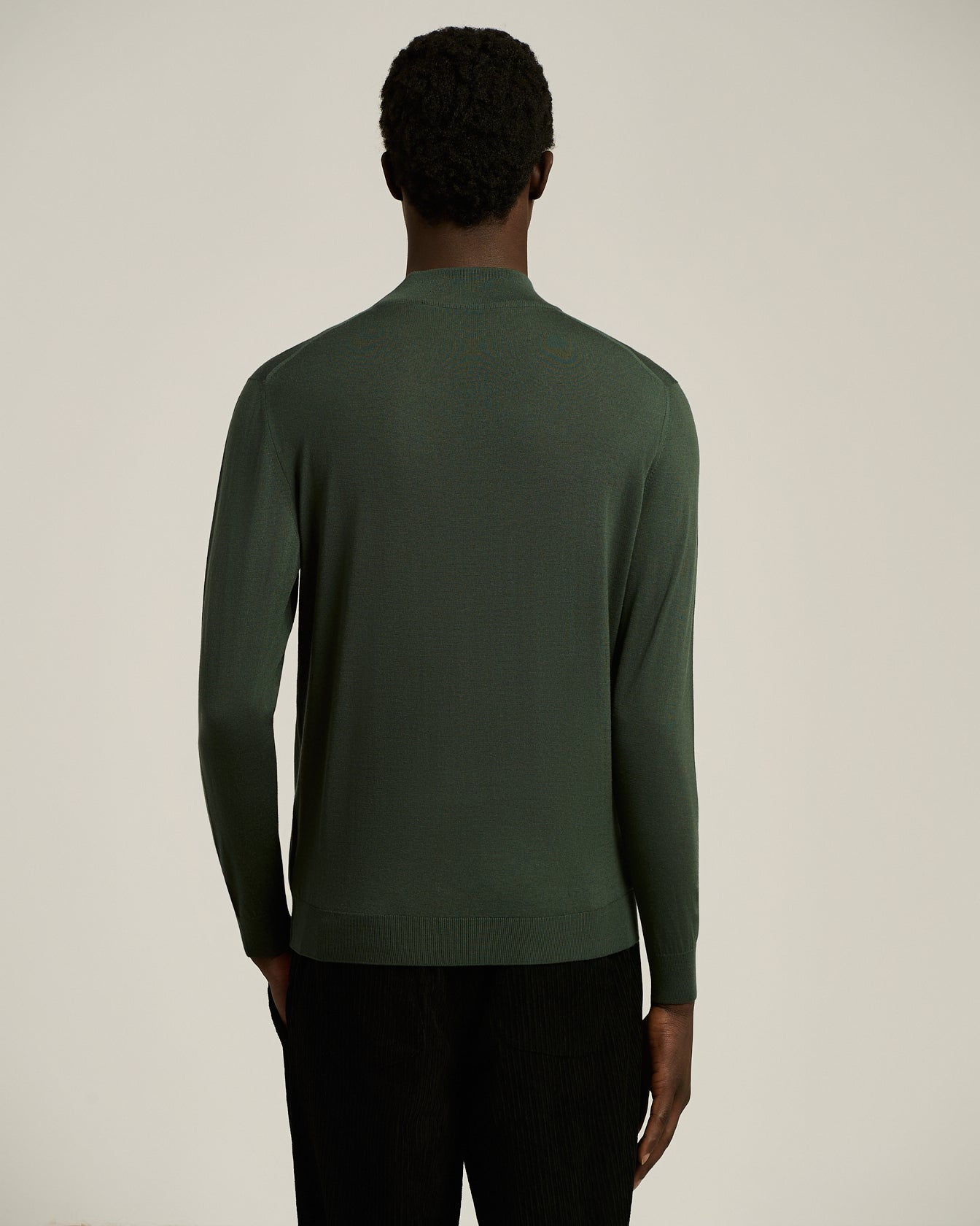 Kiton Diamante Blu Mock-Neck Wollpullover Grün 14 Micron