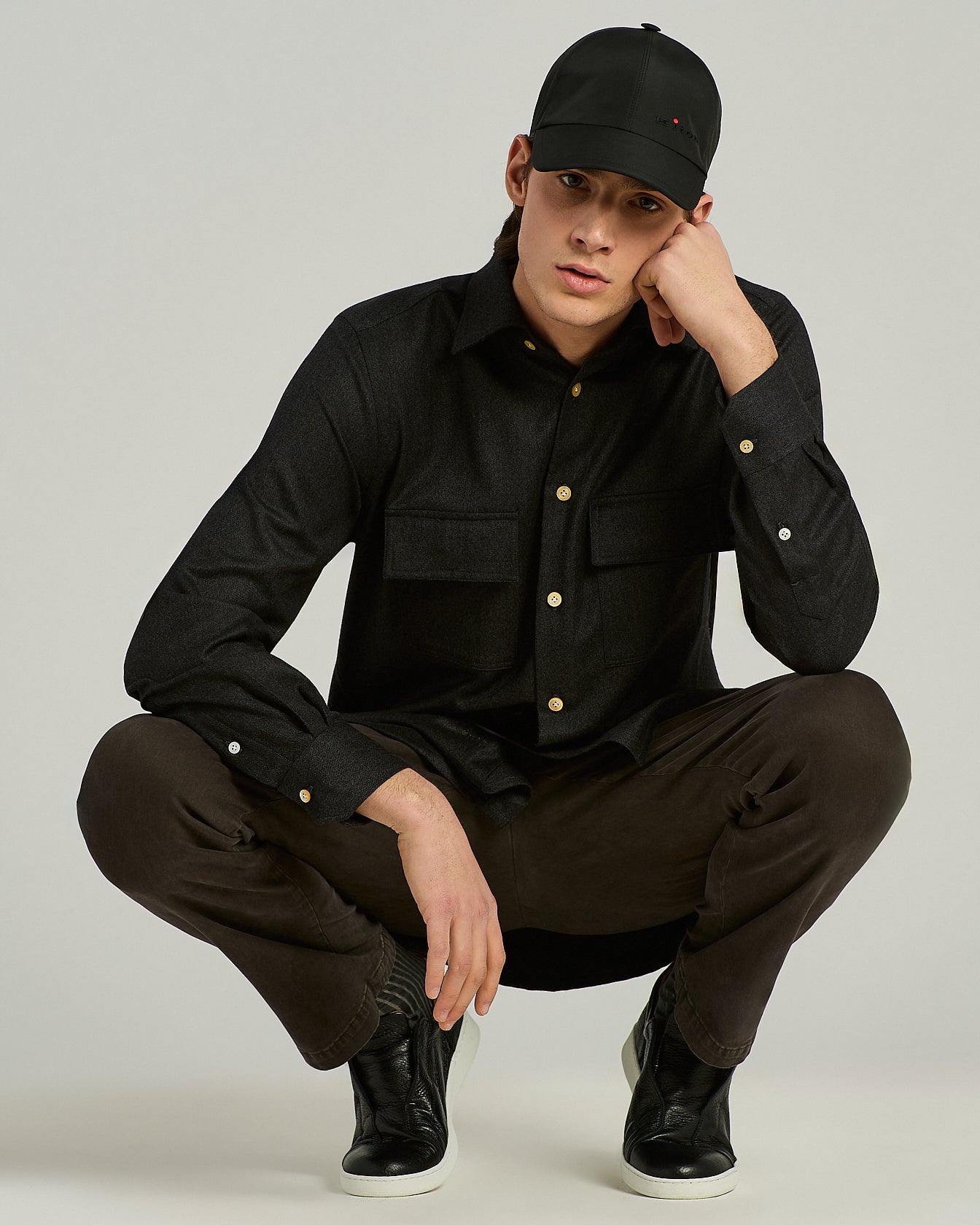 Kiton Baseballcap Schwarz Technical Stoff TU