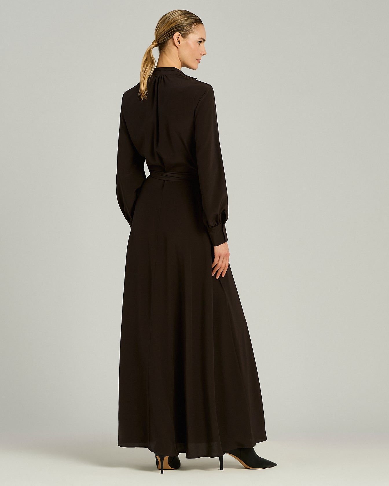 Kiton Seidenkleid Maxi Dunkelbraun Seide 40