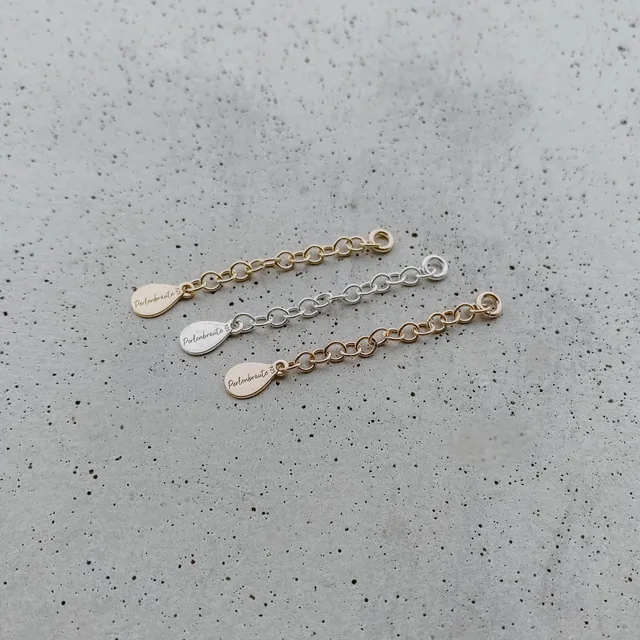 Perlenbräute Verlängerungskettchen Add On Gold 3 cm 925 Silber