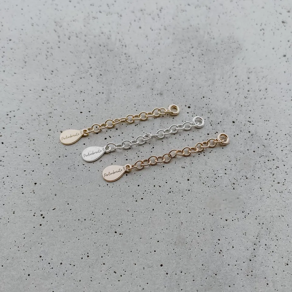 Perlenbräute Verlängerungskettchen Add On Gold 3 cm 925 Silber