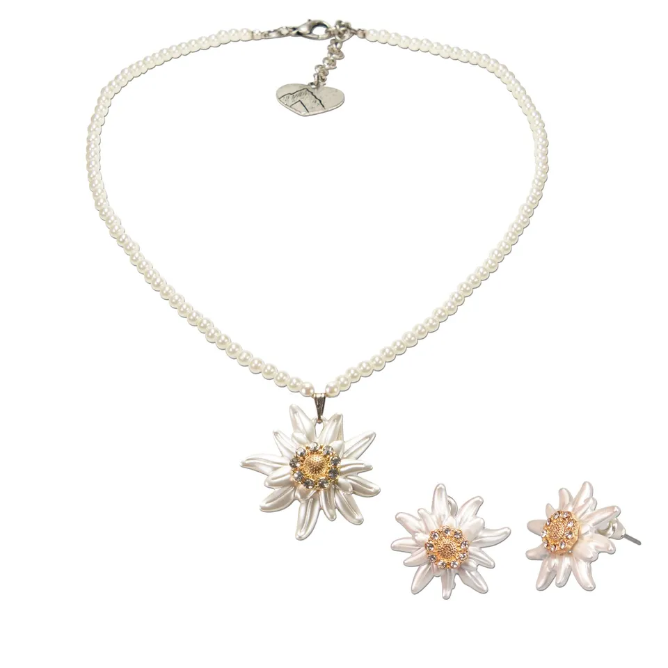Alpenflüstern DAHEIM Greta groß SET052 Trachtenset creme-weiß Perlen