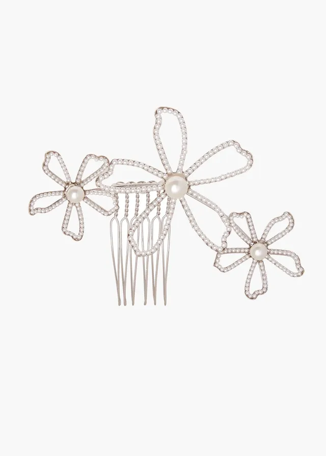Elizabeth Bower Pavet Daisy Haarkamm Rhodium Perlen
