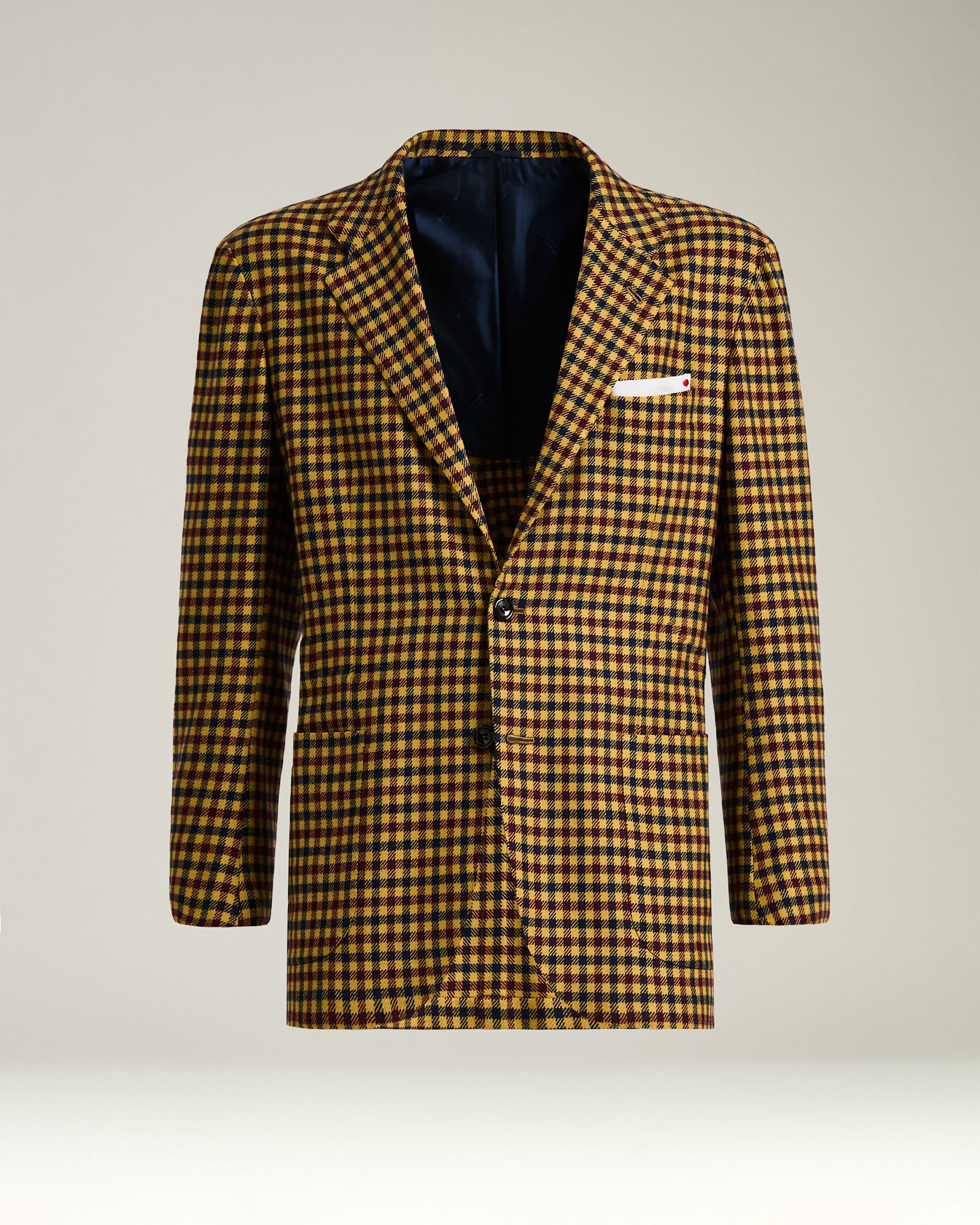Kiton Cashmere Blazer Sakko Kaschmir Micro-Karo Gr. 50