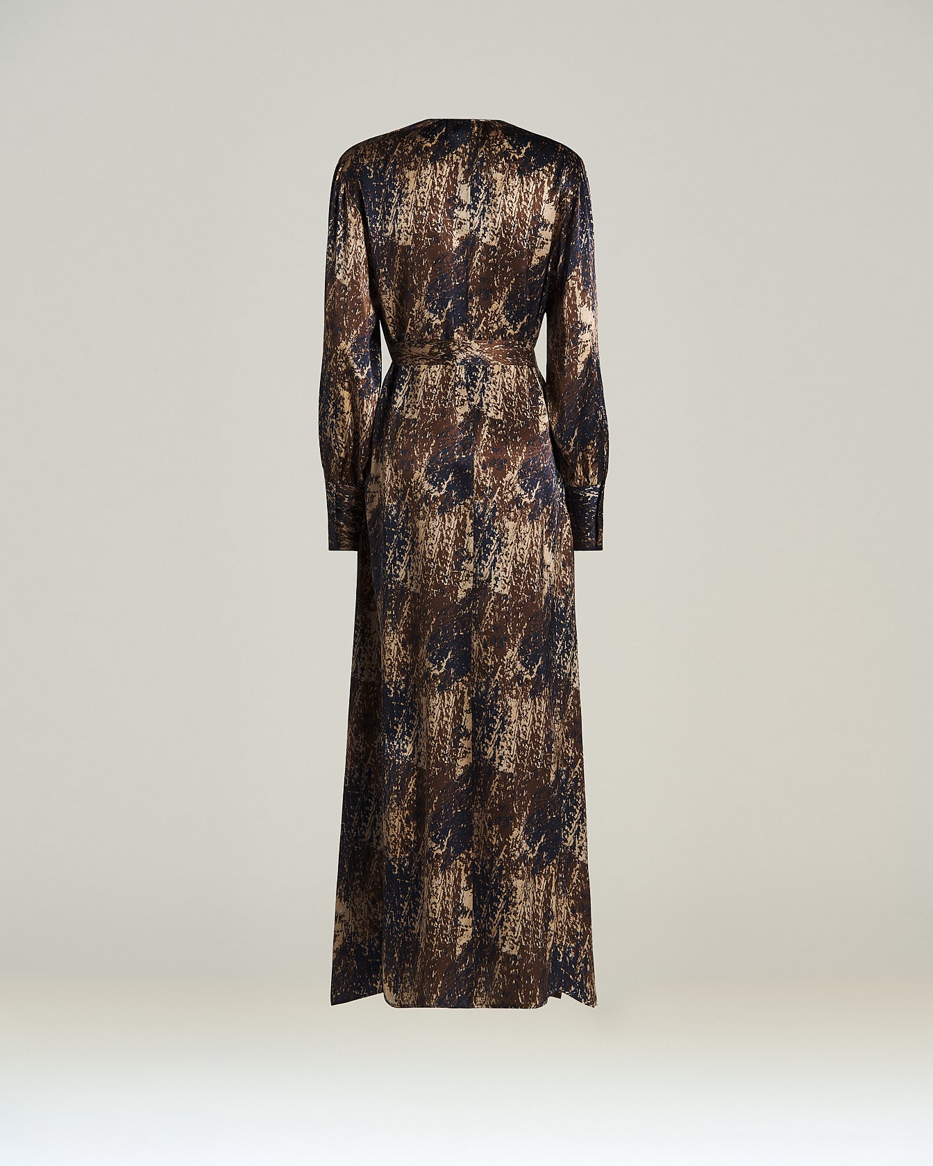 Kiton Seidenkleid Lang Braun Blau Print Größe 40