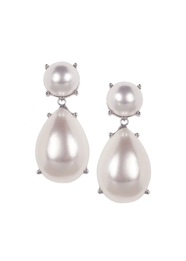 Elizabeth Bower Audrey Tropfenohrringe Braut Rhodium Perlen