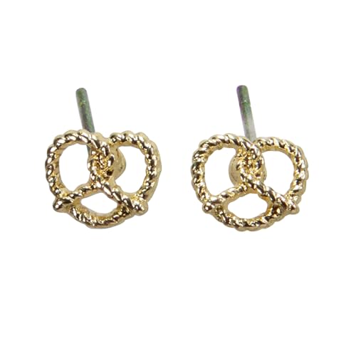 Alpenflüstern DAHEIM Breze Ohrstecker mini Brezel gold DOR064