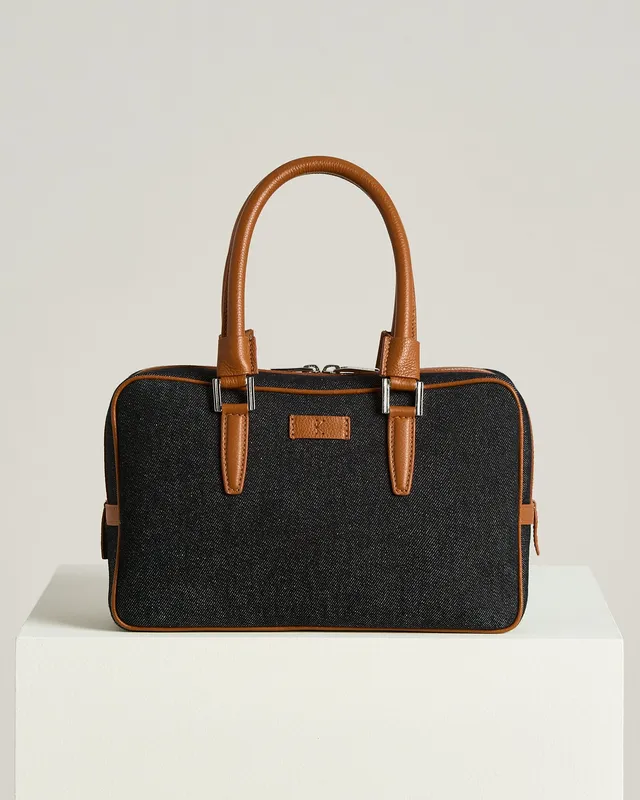 Kiton Kiss Me Tasche Baumwolle Leder TU natur