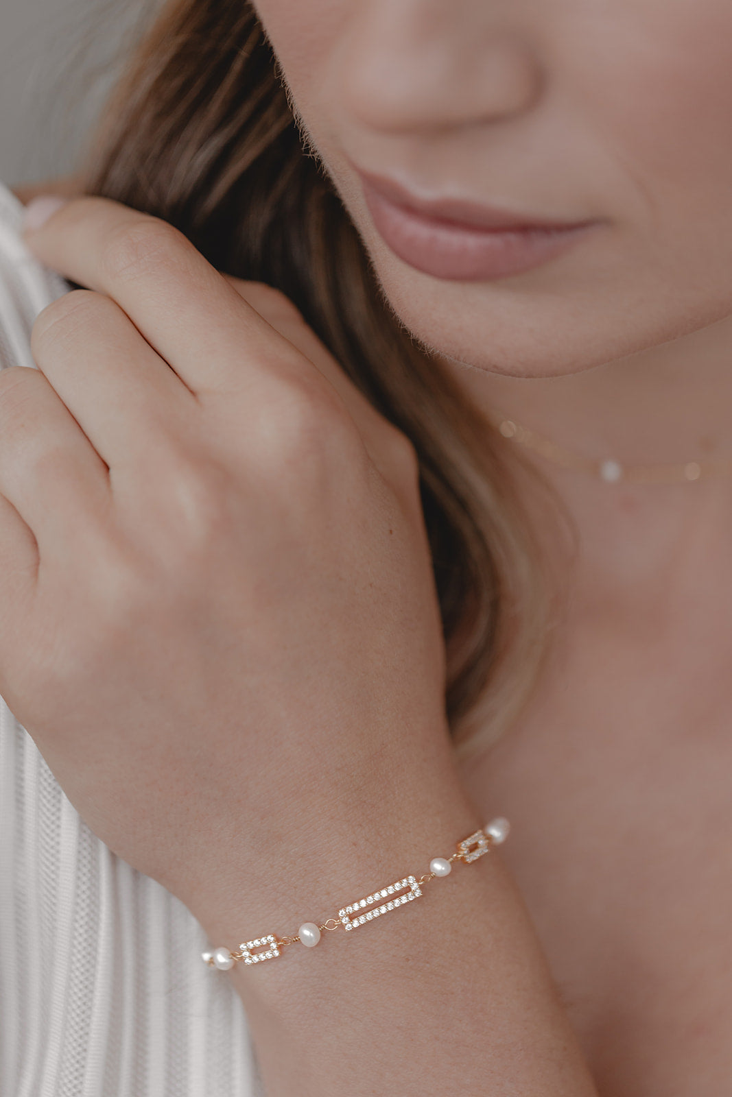 Juvelan Art Style Perlenarmband Silber mit Kristallen