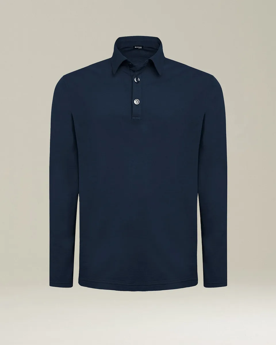 Kiton Polo M/L Cotone Poloshirt Navy Baumwolle Kaschmir