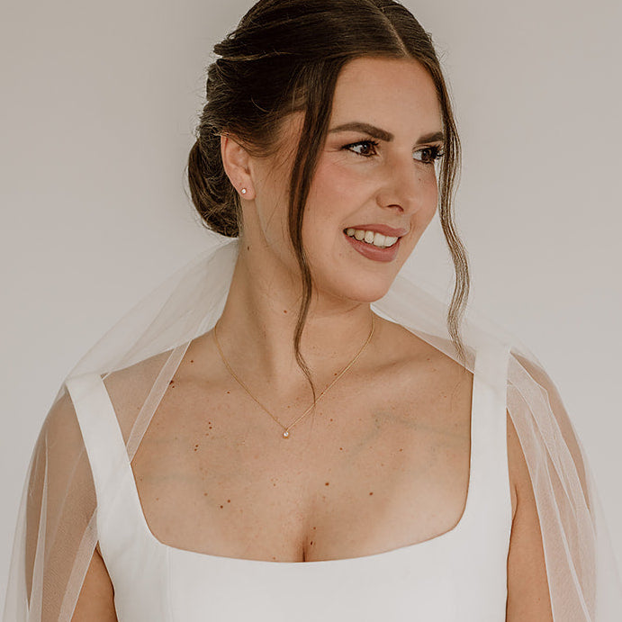 Perlenbräute Sanna Halskette Hochzeit Gold Zirkonia 45 cm