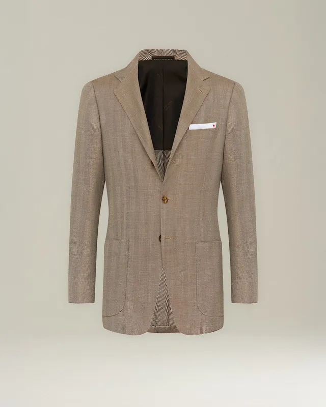 Kiton Jackets Cashmere Blend Fischgrät Blazer Gr. 50 Kaschmir