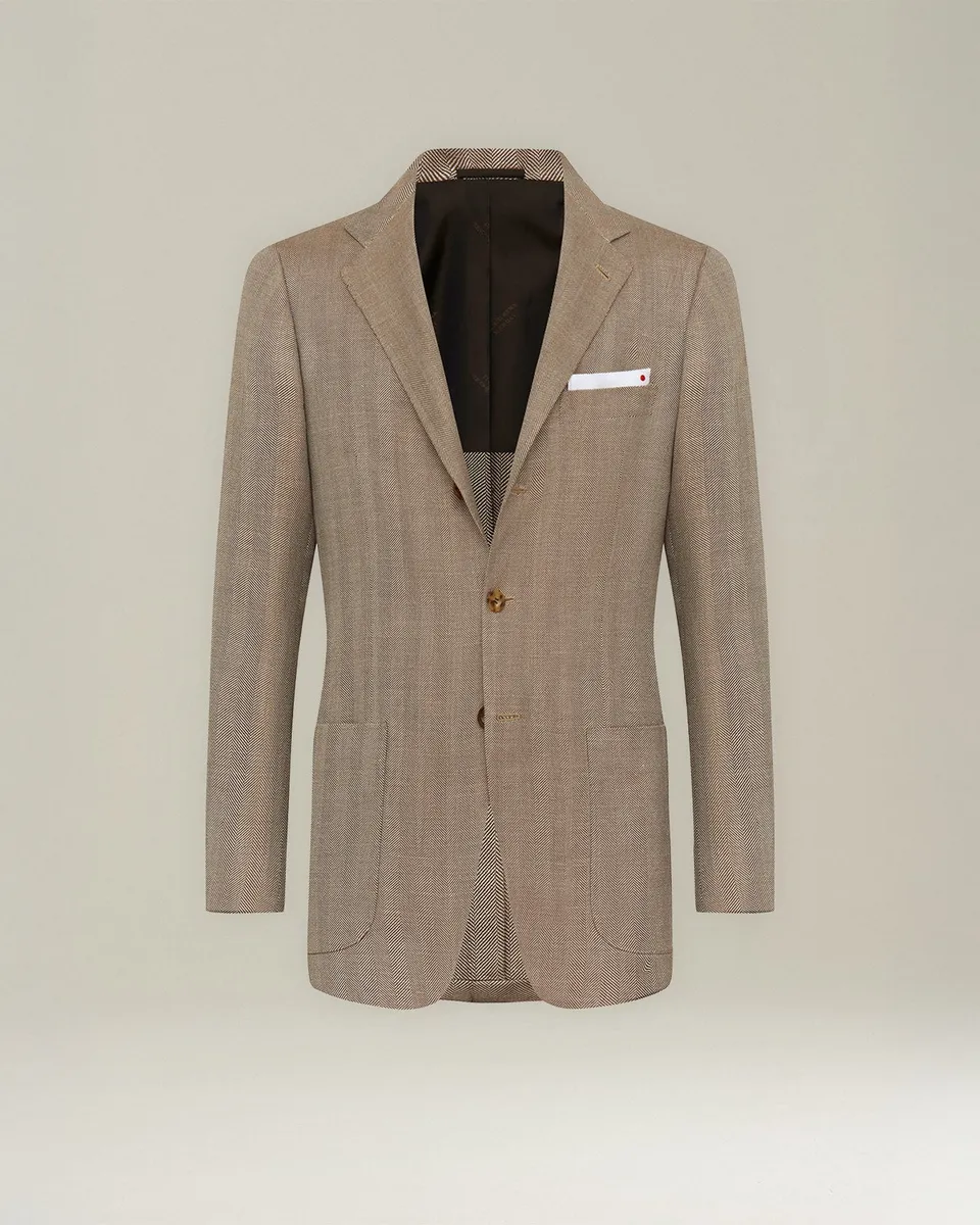 Kiton Jackets Cashmere Blend Fischgrät Blazer Gr. 50 Kaschmir