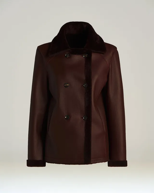 Kiton Outerwear Bordeaux Reversible Lammfellmantel Shearling