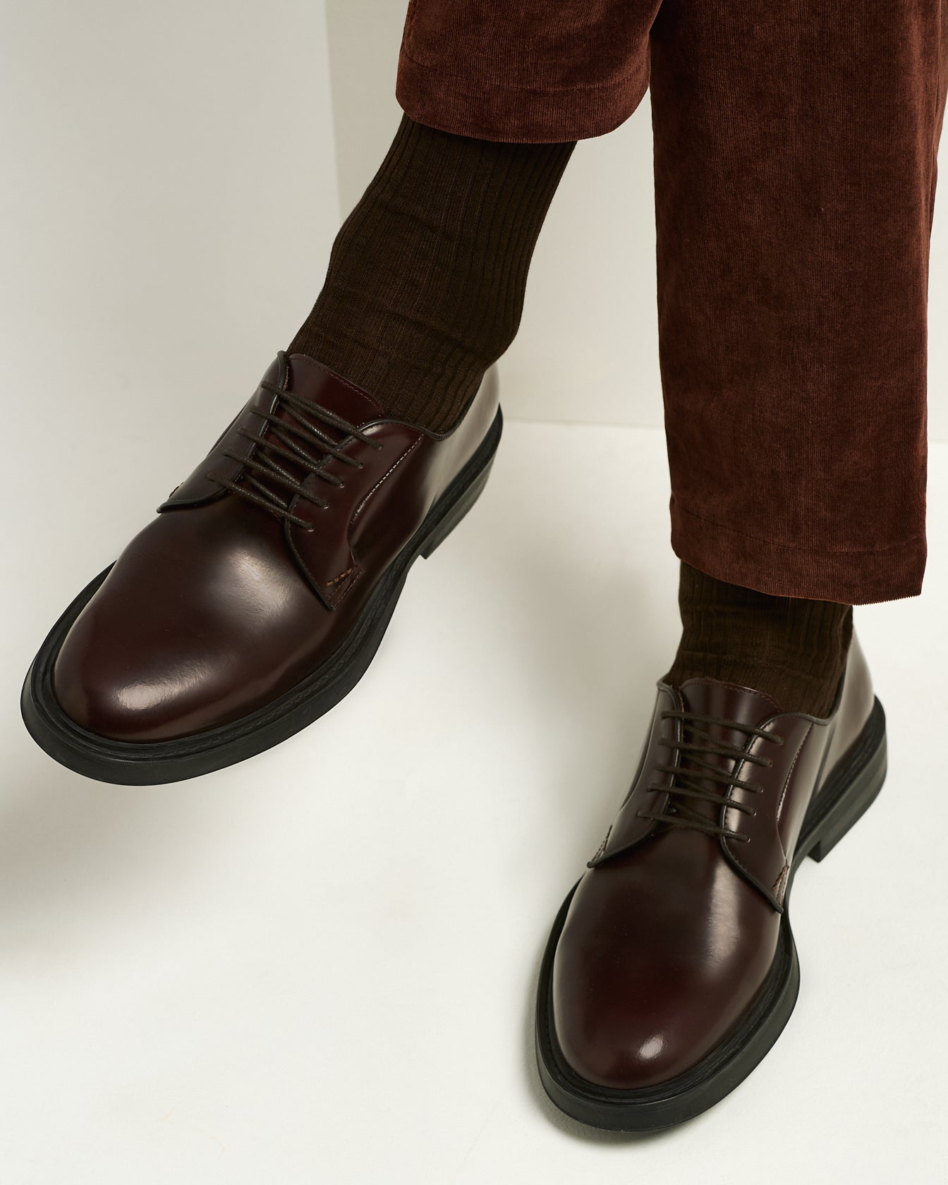 Kiton Shoes Derby Glattleder Schnürer Bordeaux Kalbsleder