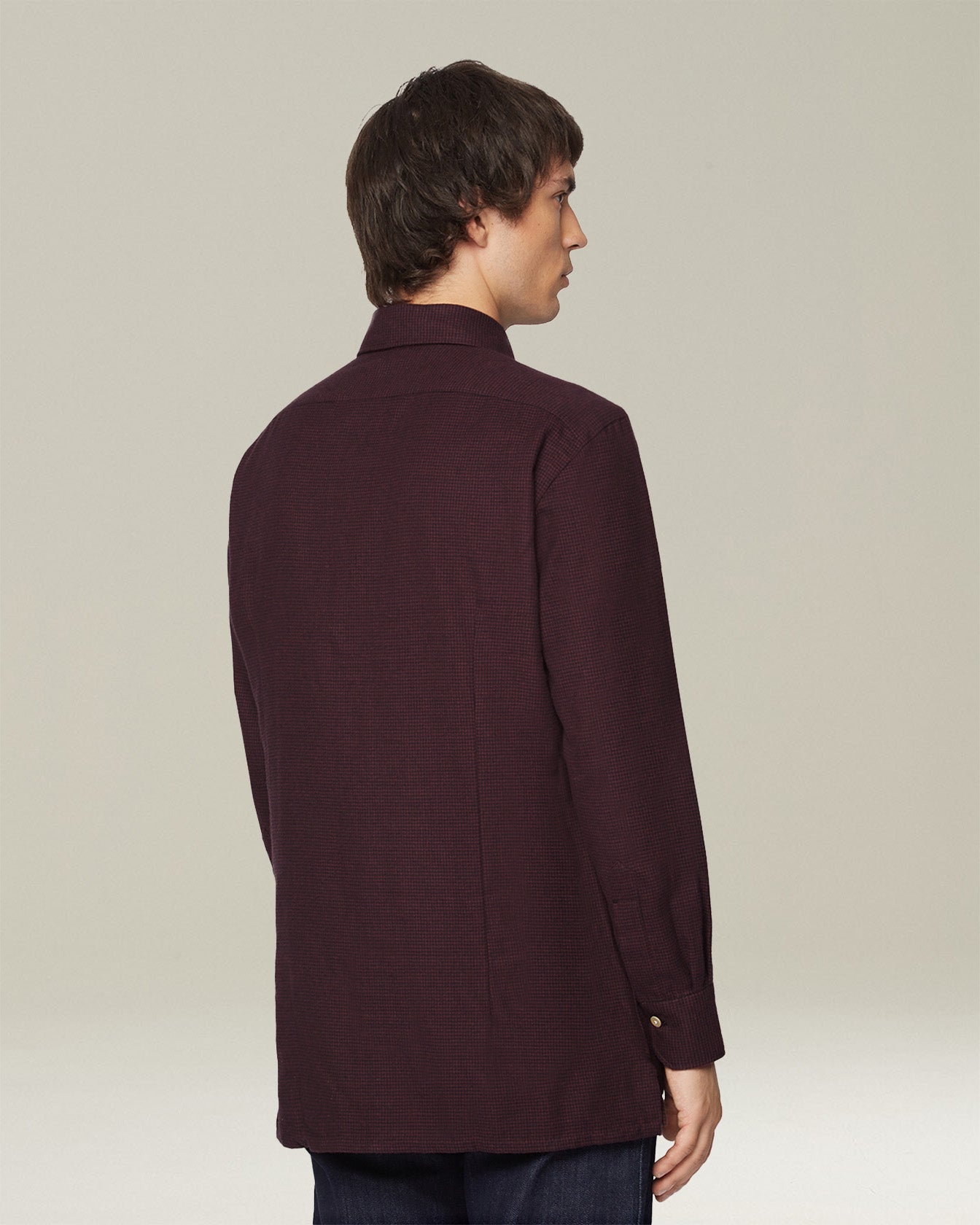 Kiton Nerano Hemd Flanell Hahnentritt Baumwolle