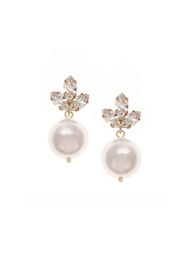 Elizabeth Bower Mia Bauble Pearl Tropfenohrringe Rhodium Stecker
